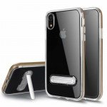 Wholesale iPhone Xr 6.1in Clear Armor Bumper Kickstand Case (Gold)